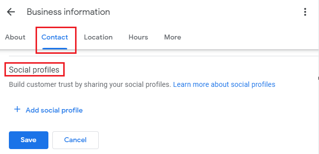 Locate Social Profiles Section